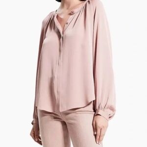 Theory Romantic Blush Pink 100% Silk Blouse Size Small